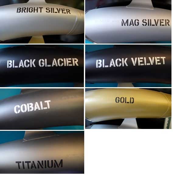 Coloris des peintures pour pots d'échappement Coloris des peintures pour pots d'échappement